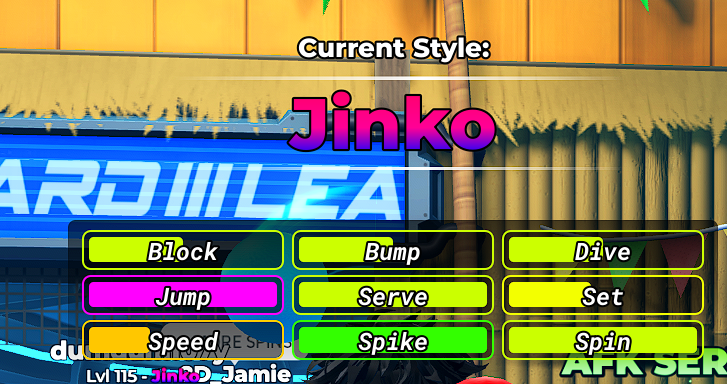Jinko stat sheet in Volleyball Legends