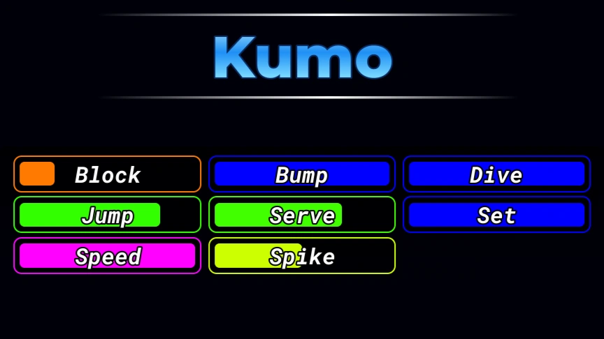 Kumo stats in Volleyball Legends